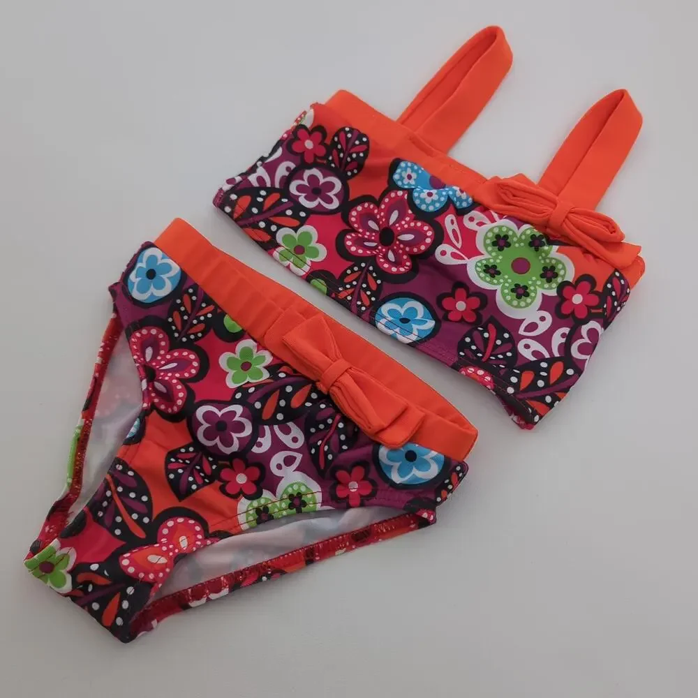 Penelope Mack Baby Swimsuit Bikini Floral Orange Two Piece 18‎ Months Girl Swim